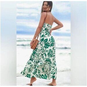 Band of the Free Strapless Green Floral Maxi Dress Size XL